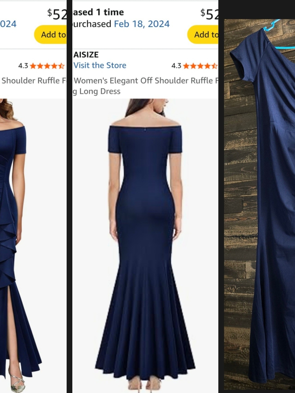 Elegant Off-Shoulder Navy Blue Maxi Dress - Women's Formal Gown